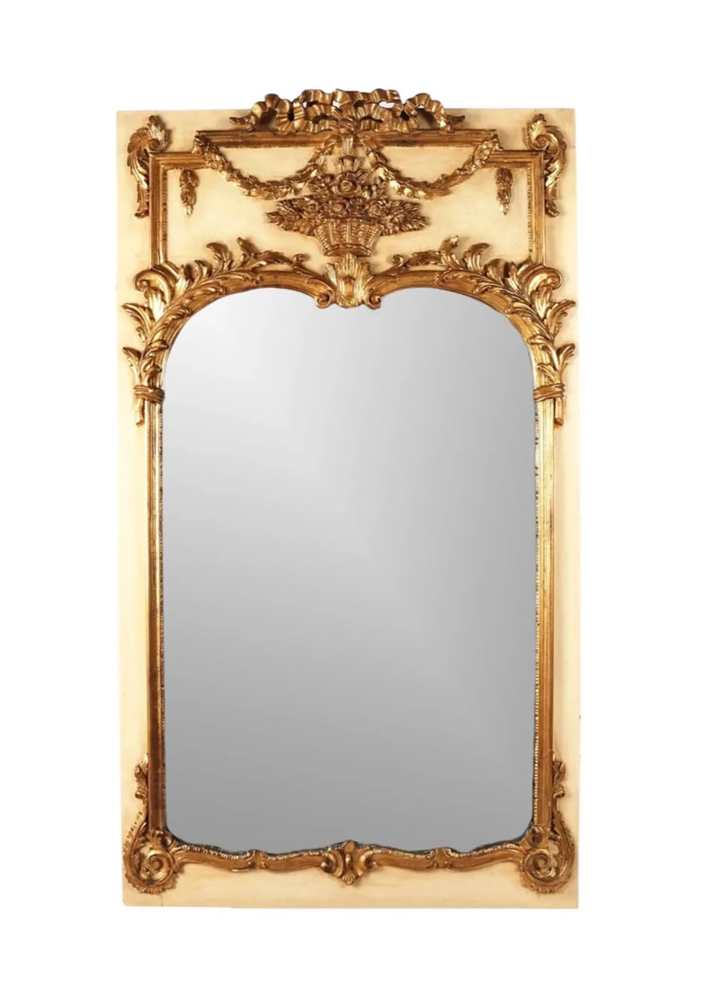 Vintage Neoclassical Style Giltwood Trumeau Mirror - 2