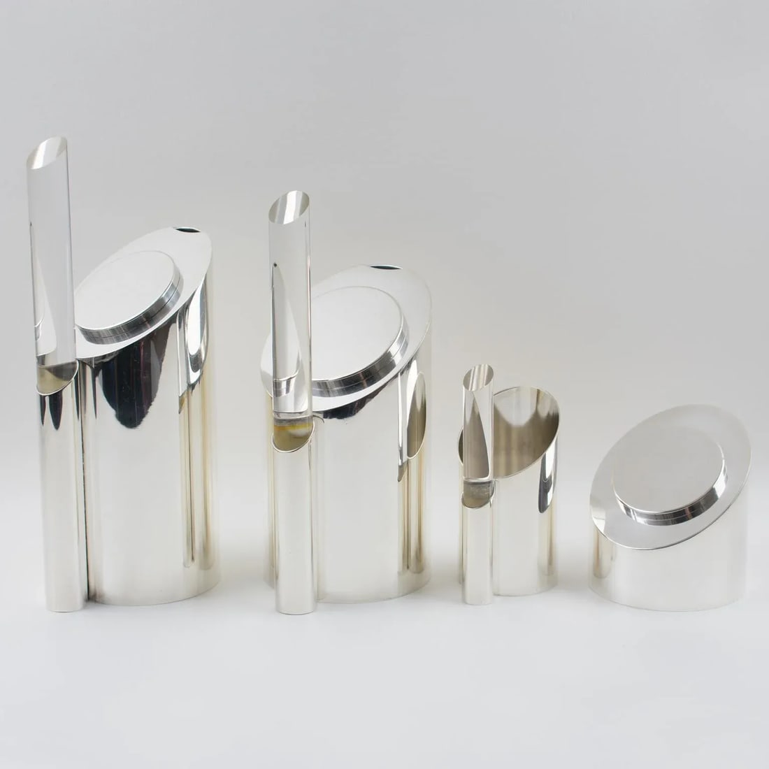 Memphis Style Silver Plate and Lucite Tea and Coffee Set by Guildart France - 11