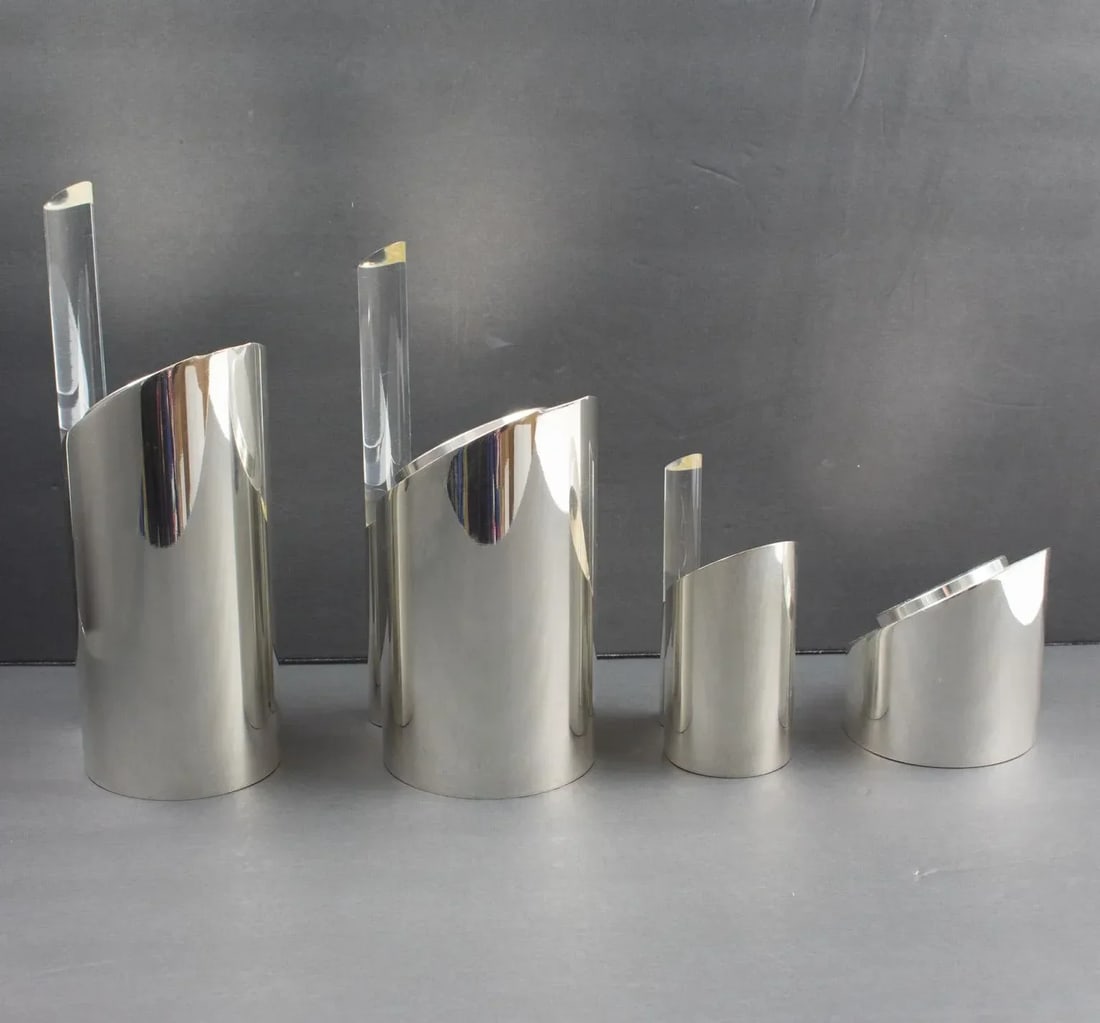 Memphis Style Silver Plate and Lucite Tea and Coffee Set by Guildart France - 4
