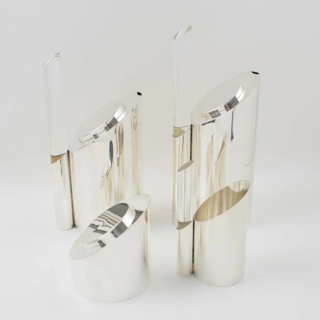 Memphis Style Silver Plate and Lucite Tea and Coffee Set by Guildart France - 5