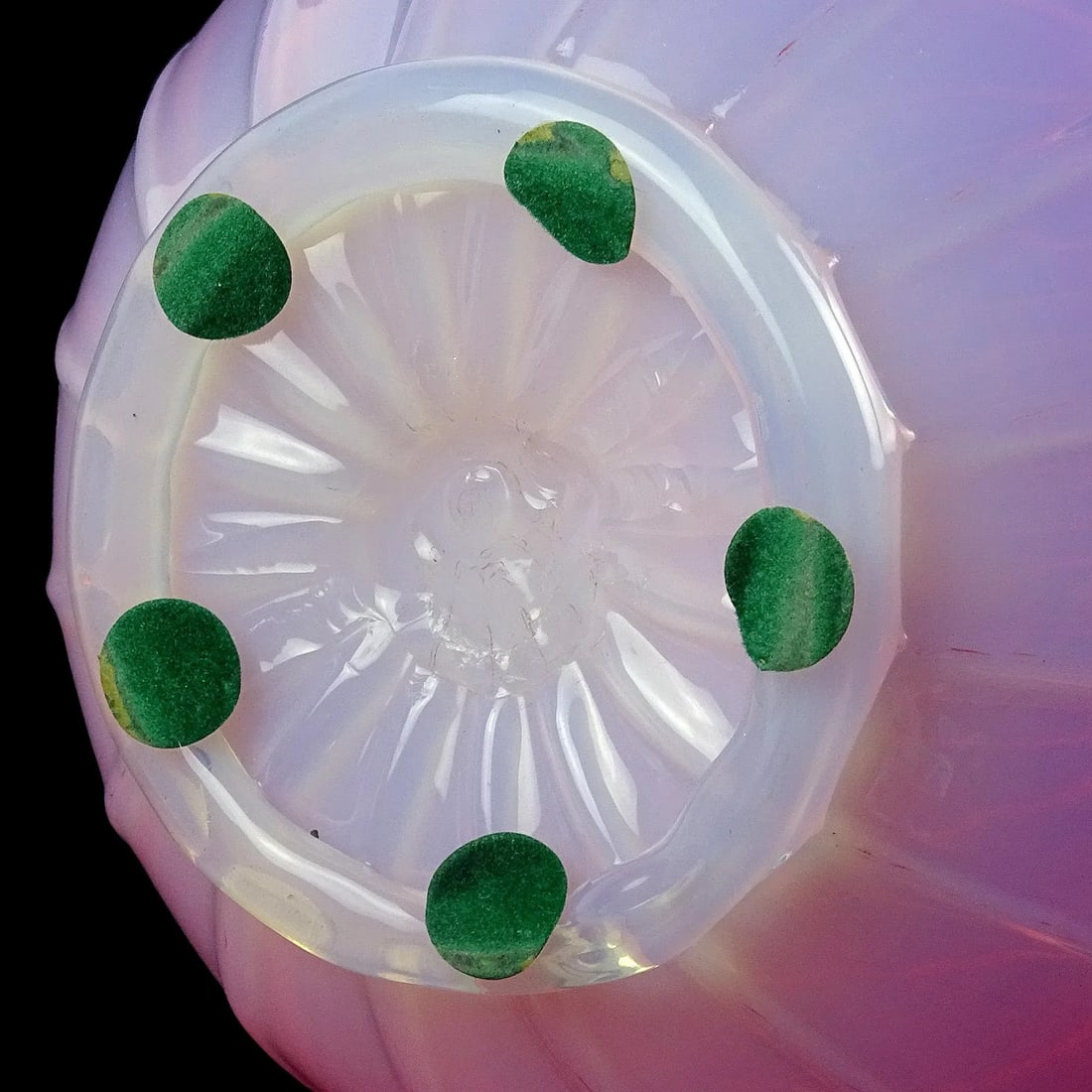 Vintage Murano Barovier Toso Pink Opalescent Italian Art Glass Paneled Surface Decorative Flower Vas - 9