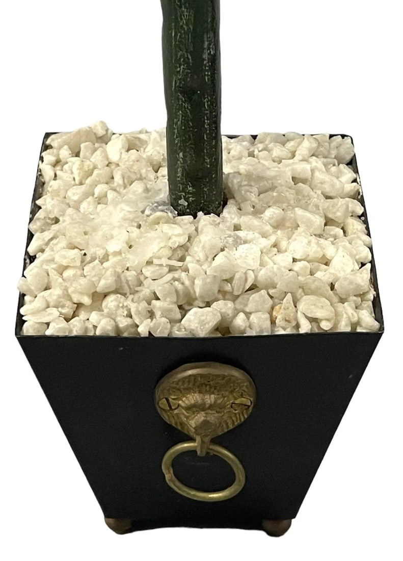 Vintage Pair Tall Tole Palm Trees Potted in Jardinieres Candleholders. - 10