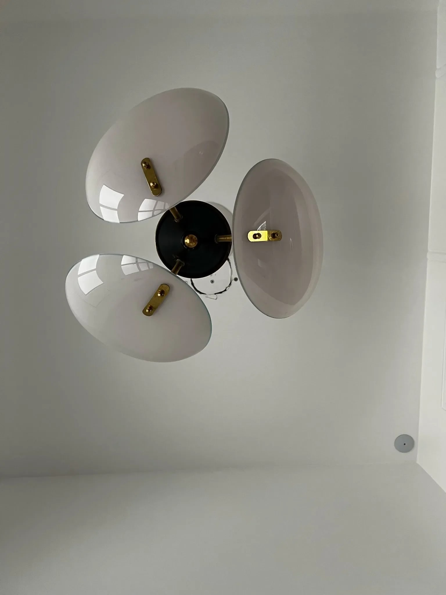 Mid-Century Modern Brass and Milk Glass Ceiling Pendant Light - 5