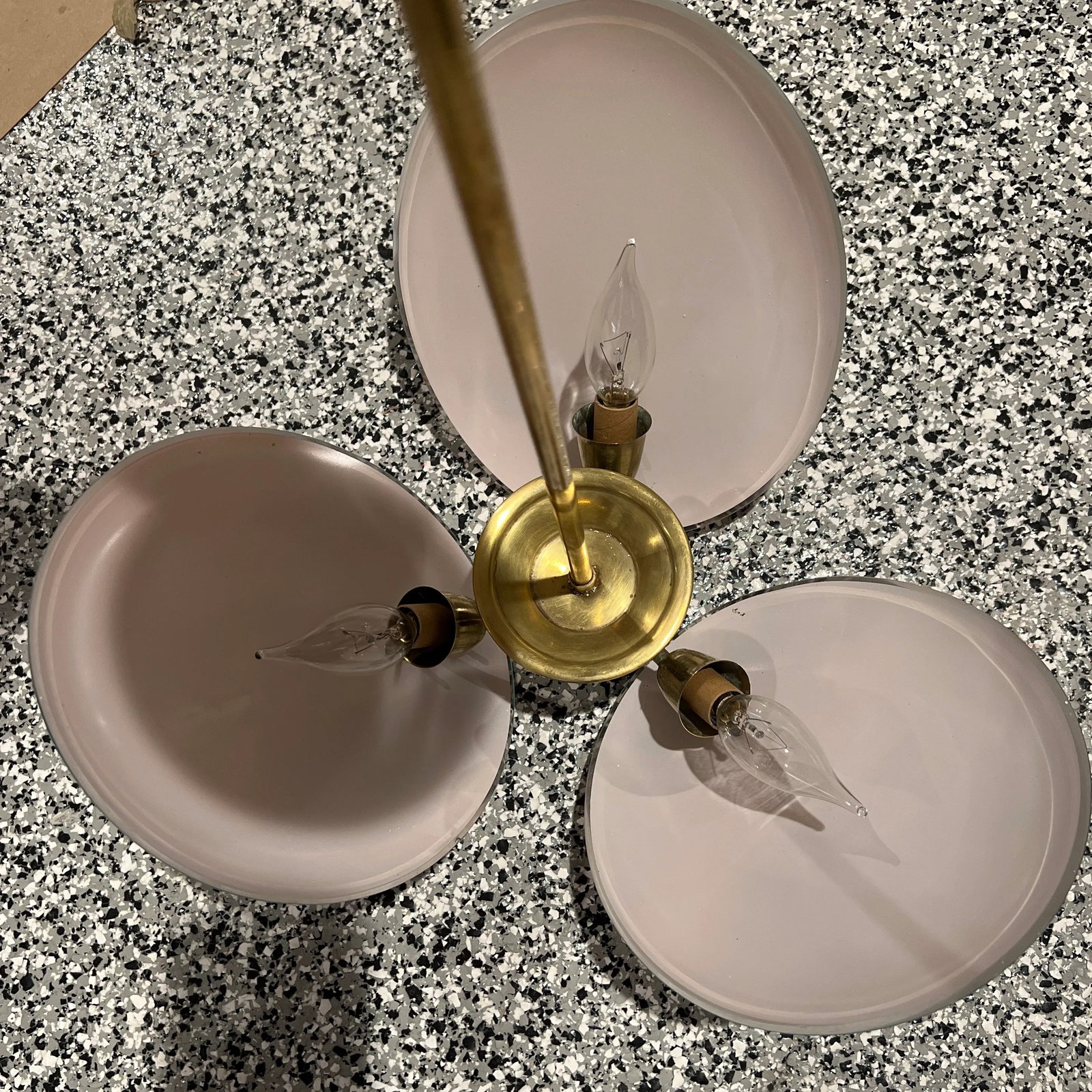 Mid-Century Modern Brass and Milk Glass Ceiling Pendant Light - 6