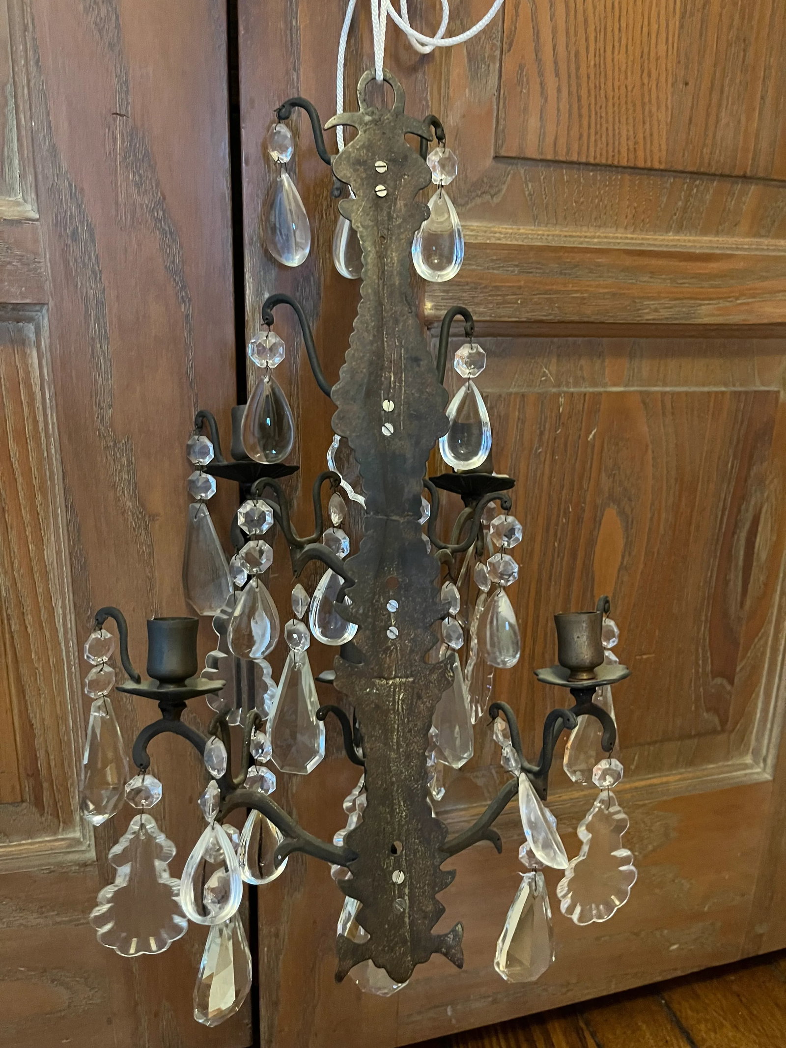 1920's Crystal Candle Sconce - 5