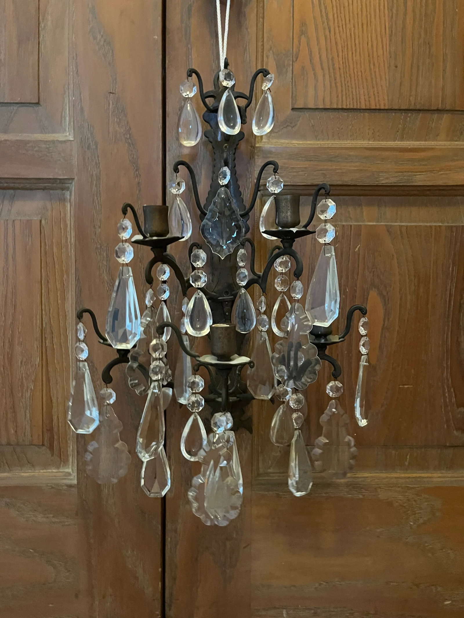 1920's Crystal Candle Sconce - 9
