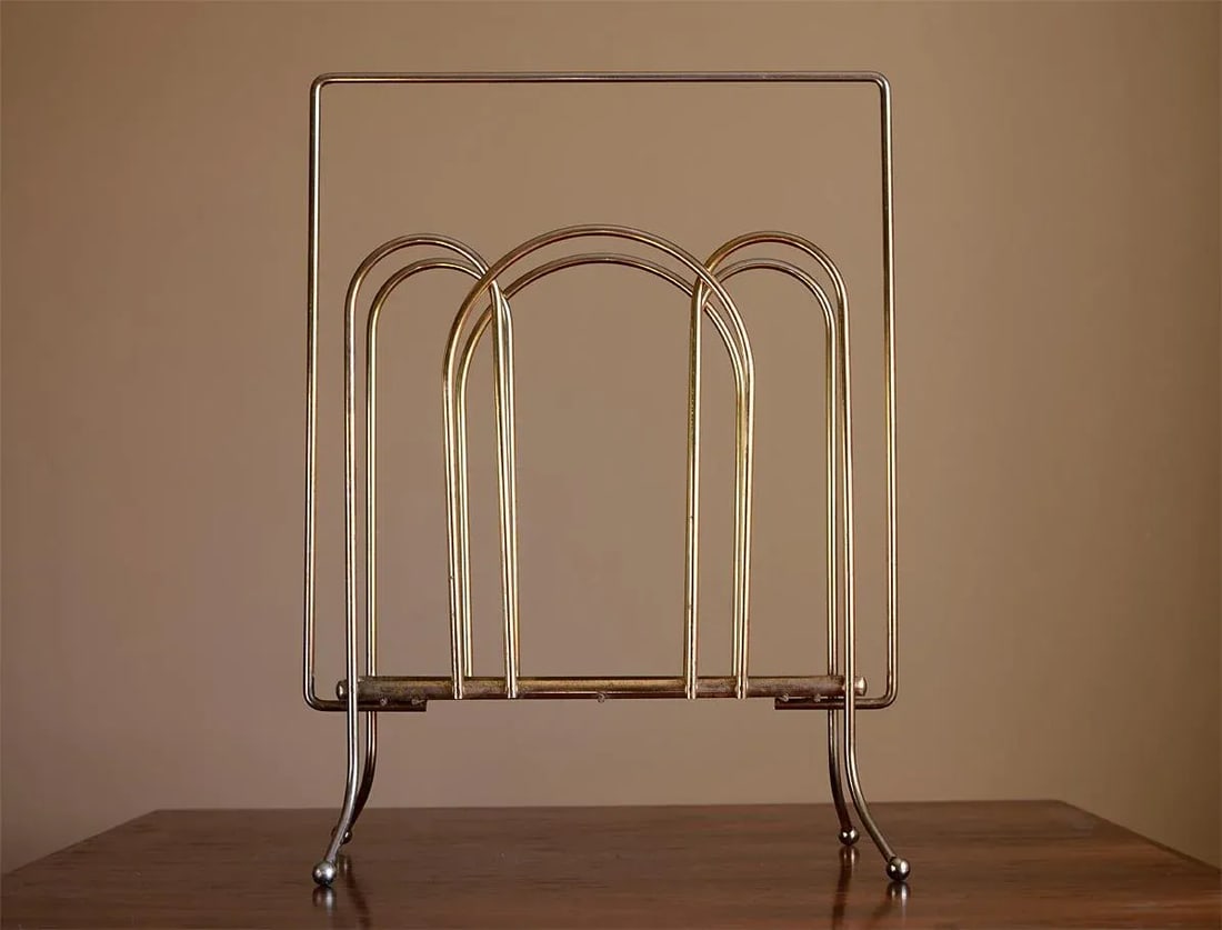 1950s Mid-Century Modern Brass Magazine Rack - 2