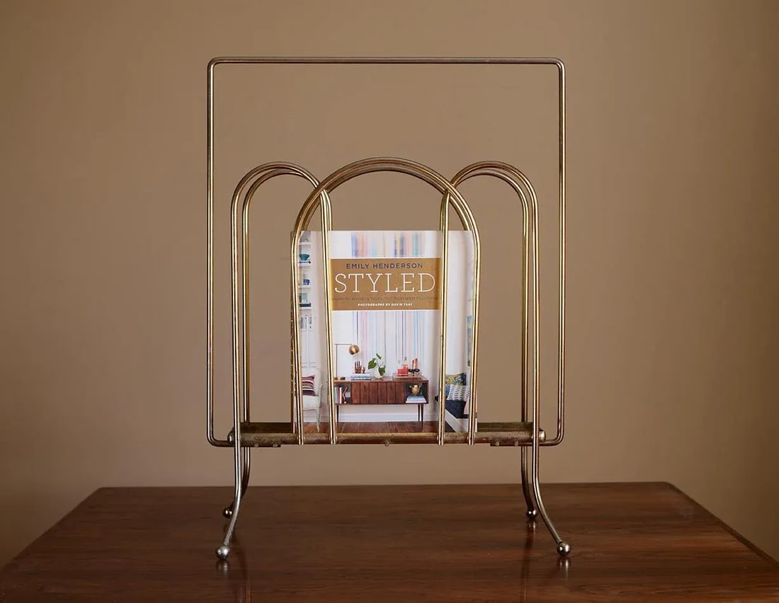 1950s Mid-Century Modern Brass Magazine Rack - 3