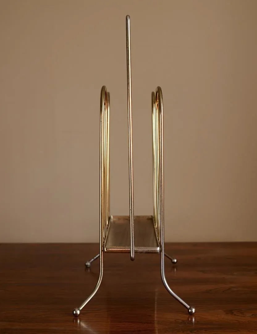 1950s Mid-Century Modern Brass Magazine Rack - 5