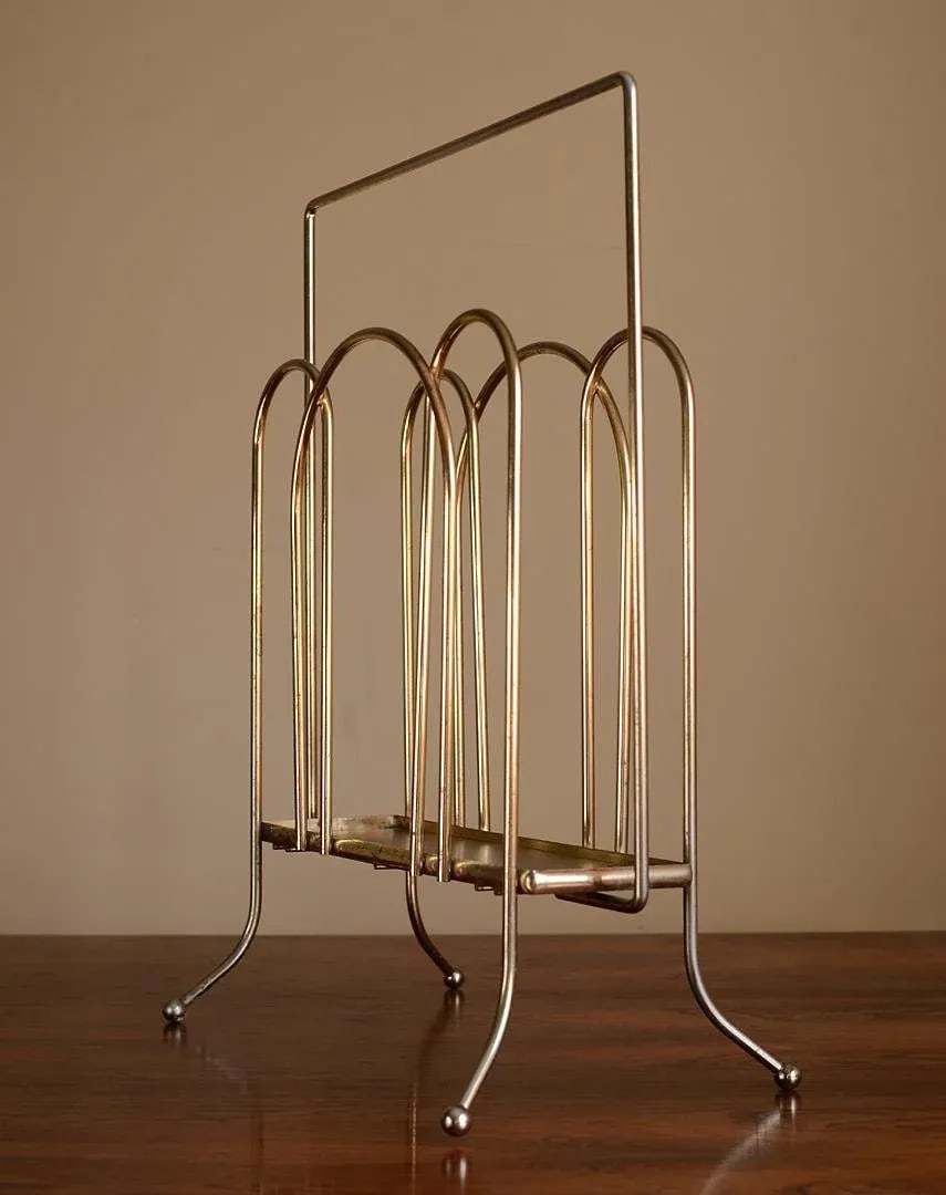 1950s Mid-Century Modern Brass Magazine Rack - 6