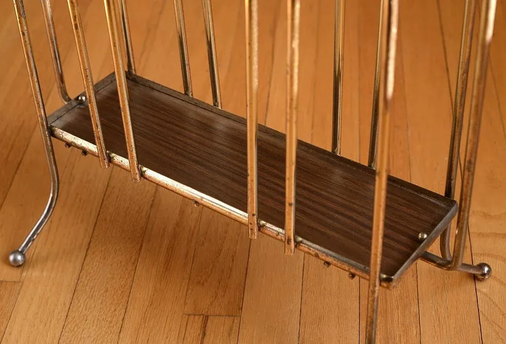 1950s Mid-Century Modern Brass Magazine Rack - 8