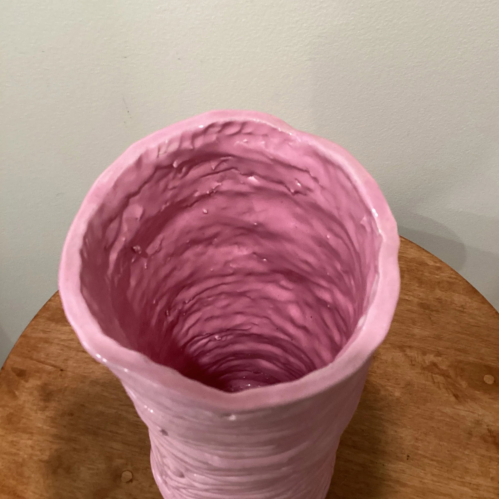 Late 20th Century Pink Wiggle Pottery Vase - 10