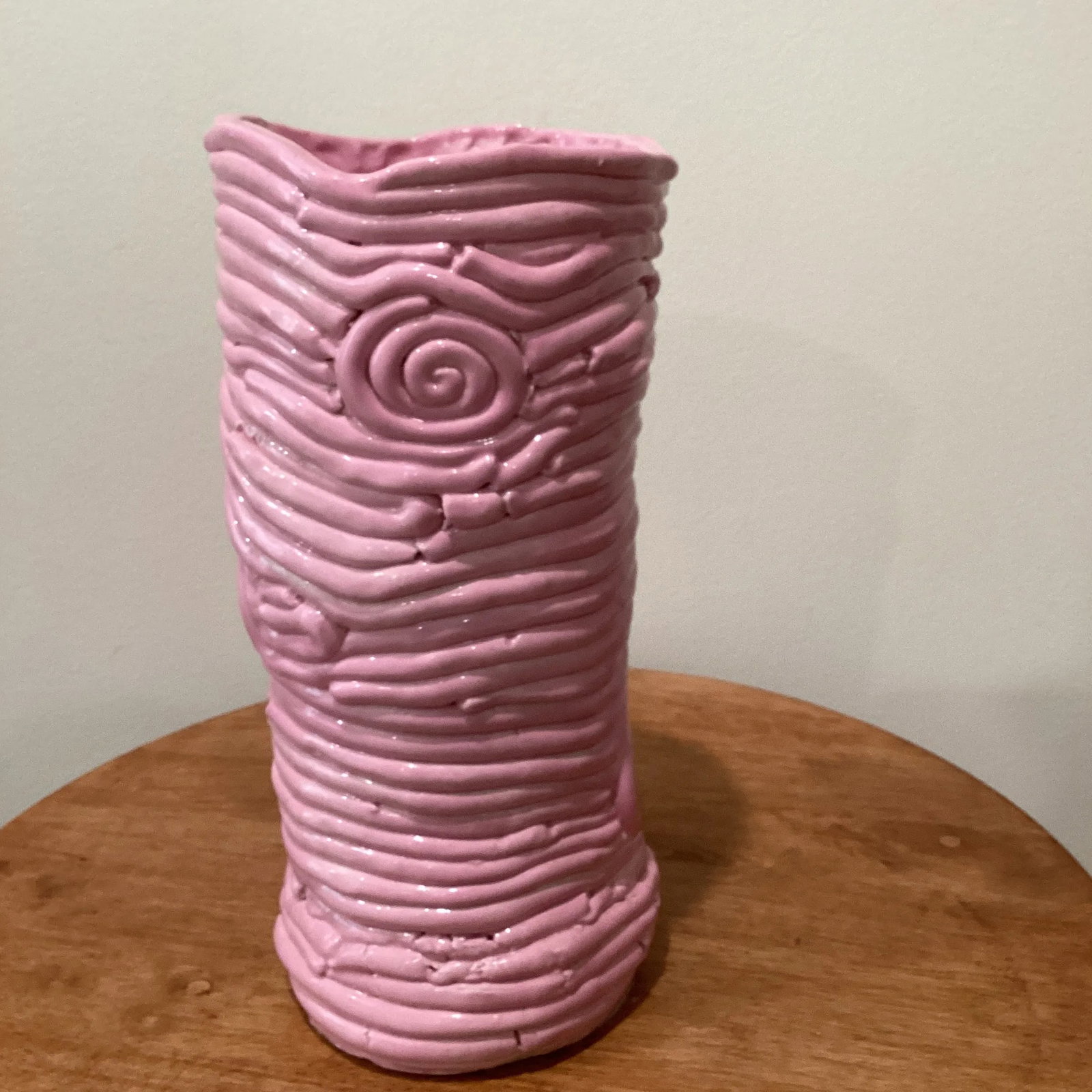 Late 20th Century Pink Wiggle Pottery Vase - 2