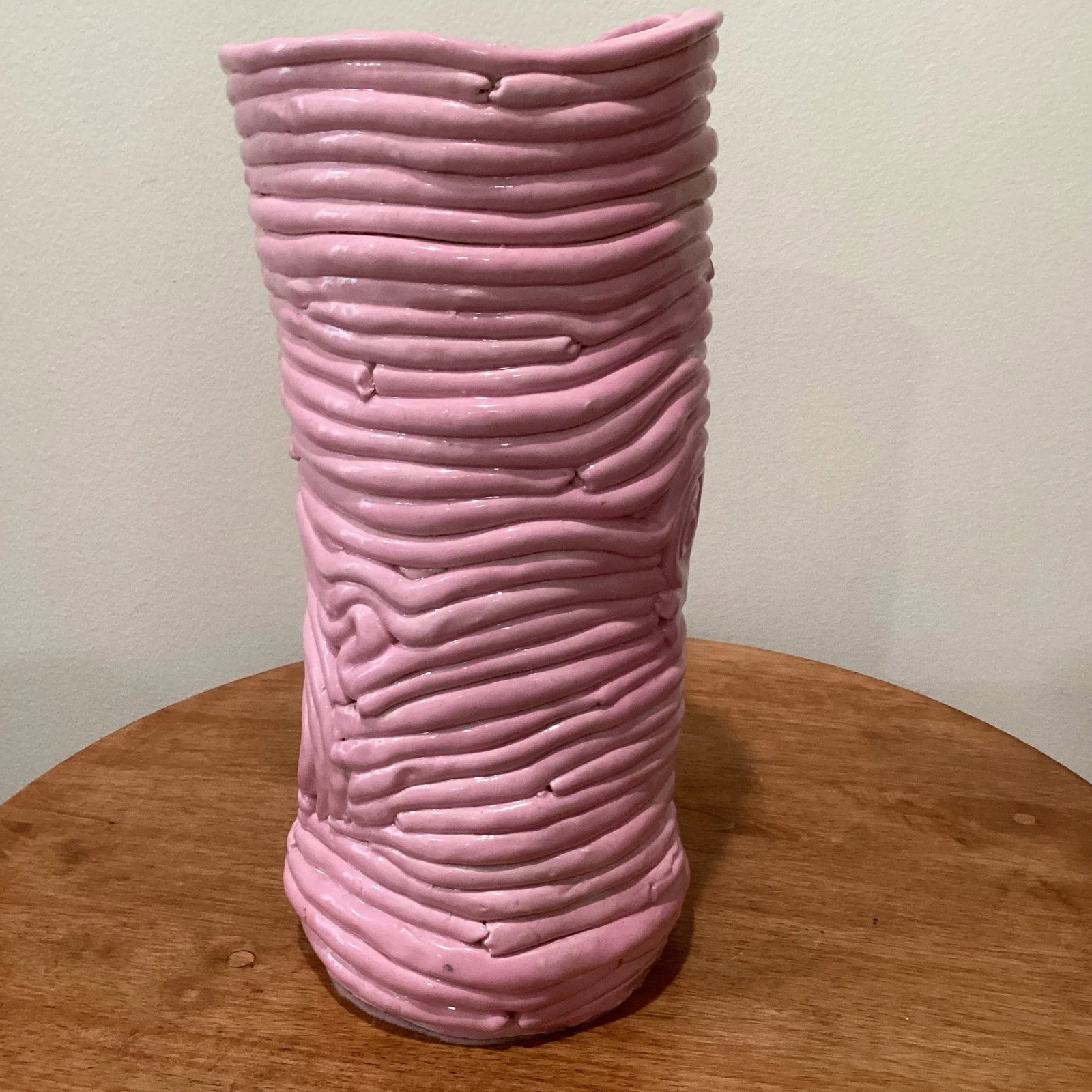 Late 20th Century Pink Wiggle Pottery Vase - 4