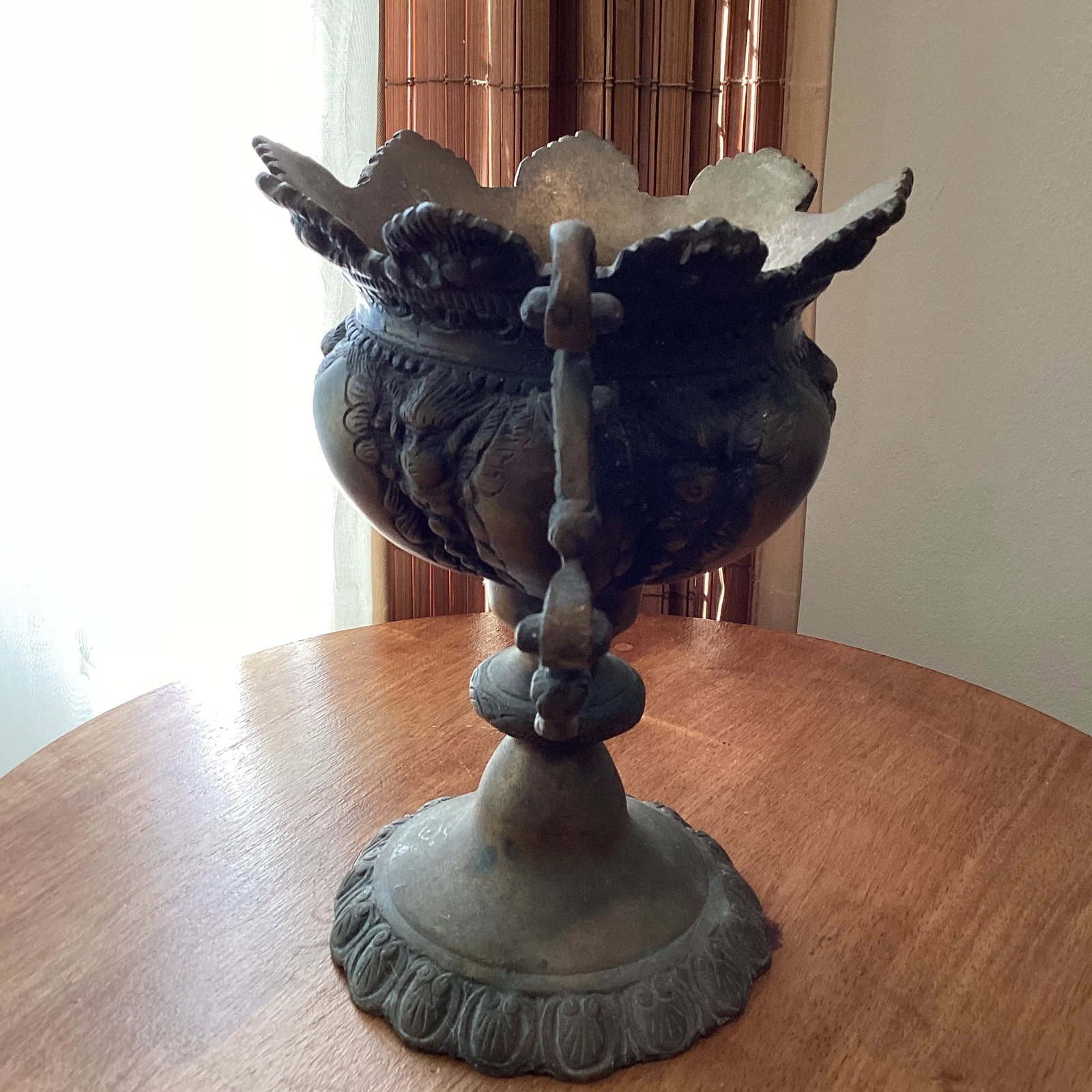 Antique 18th Century Brass Bronze French Style Goblet Urn Vase or Planter Ornate Loving Cup Anita Sp - 2