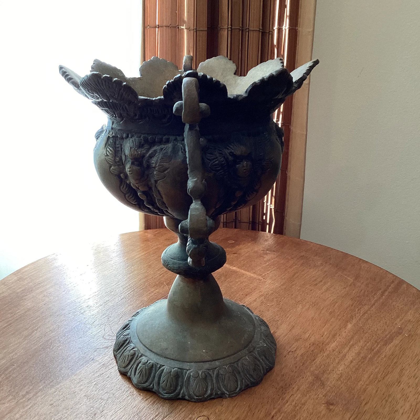 Antique 18th Century Brass Bronze French Style Goblet Urn Vase or Planter Ornate Loving Cup Anita Sp - 4