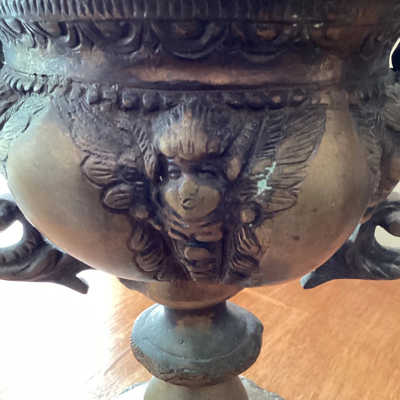 Antique 18th Century Brass Bronze French Style Goblet Urn Vase or Planter Ornate Loving Cup Anita Sp - 5
