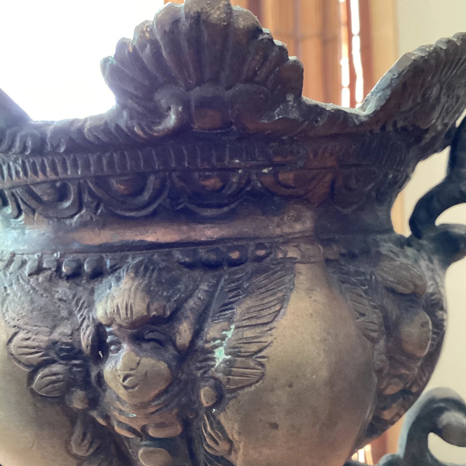 Antique 18th Century Brass Bronze French Style Goblet Urn Vase or Planter Ornate Loving Cup Anita Sp - 6