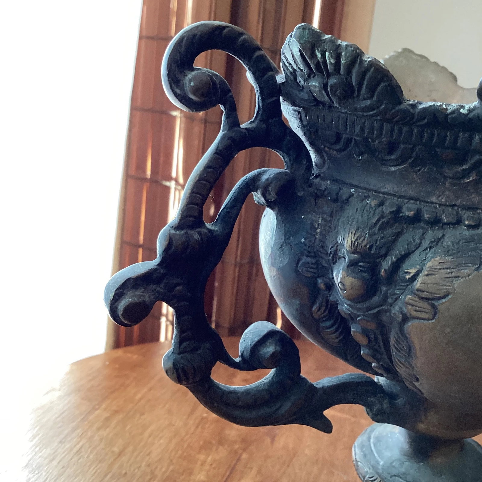 Antique 18th Century Brass Bronze French Style Goblet Urn Vase or Planter Ornate Loving Cup Anita Sp - 7