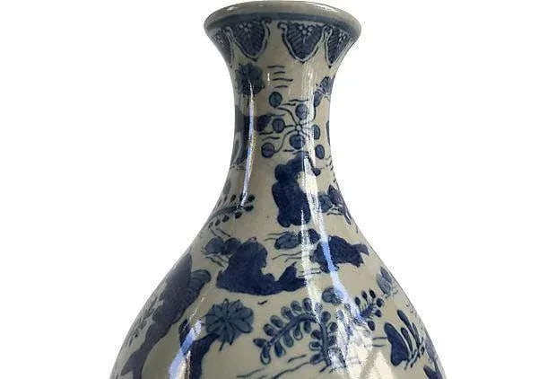 Vintage Chinese Hand Painted Celadon Koi Vase - 3