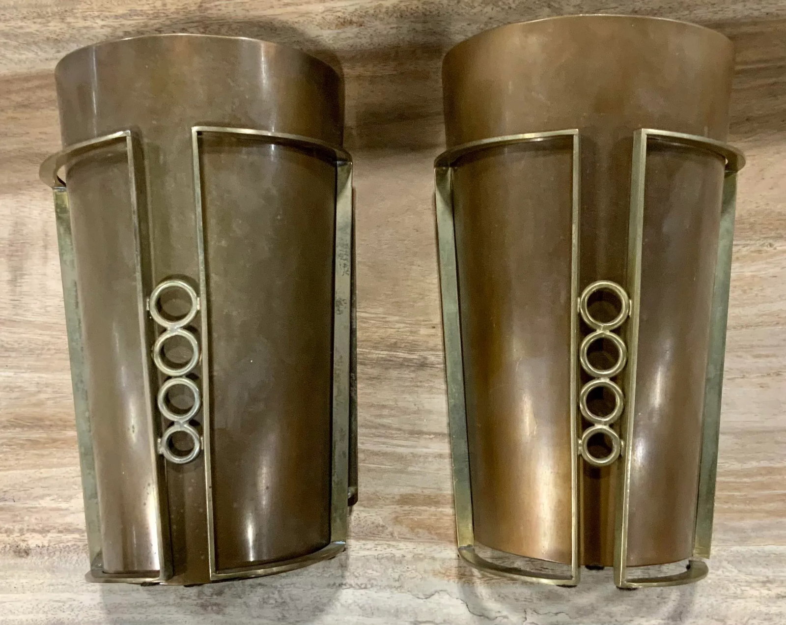 Mid-Century Modern Style Demi-Round Candle Sconces Pair - 4