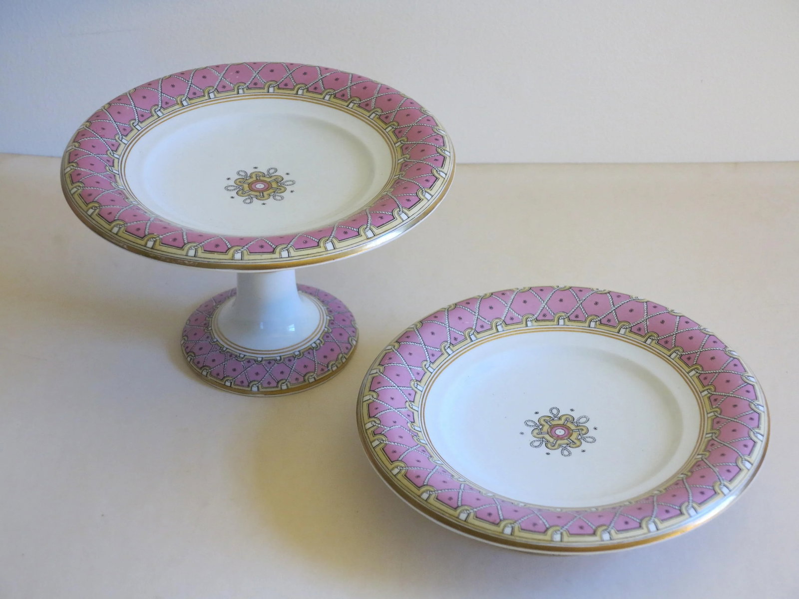 1865 Antique Wedgewood Pearlware Footed Serving Tazzas - A Pair - 11