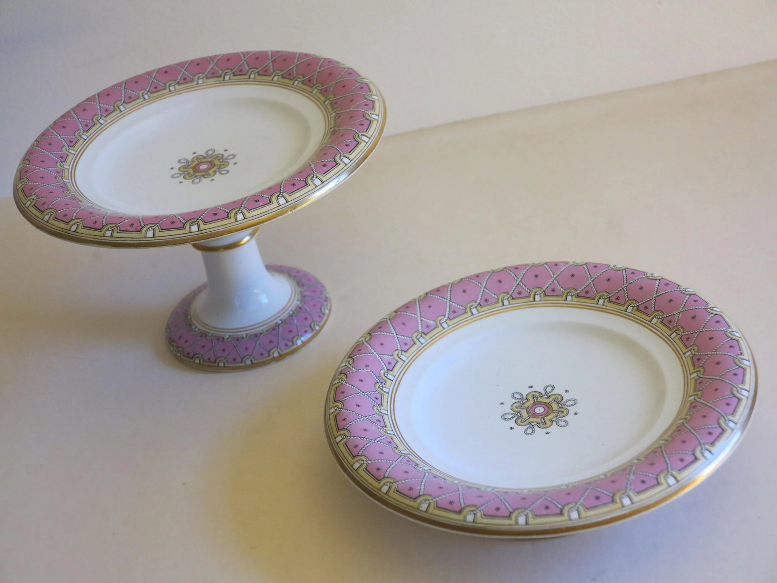 1865 Antique Wedgewood Pearlware Footed Serving Tazzas - A Pair - 5