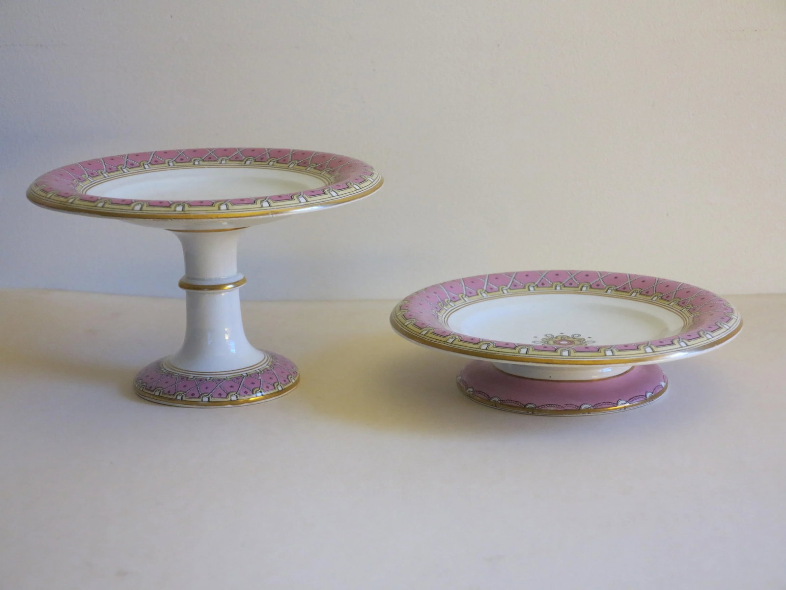 1865 Antique Wedgewood Pearlware Footed Serving Tazzas - A Pair - 7