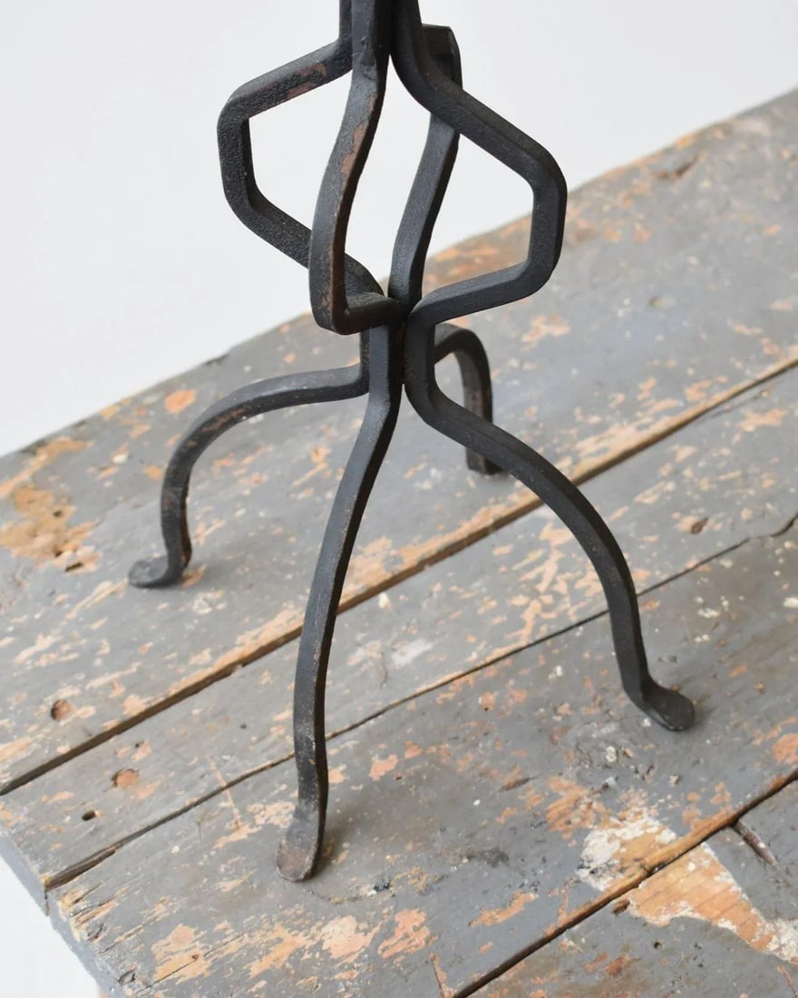 Vintage Wrought Iron Undulating Floor Candelabra, Circa 1970s - 12