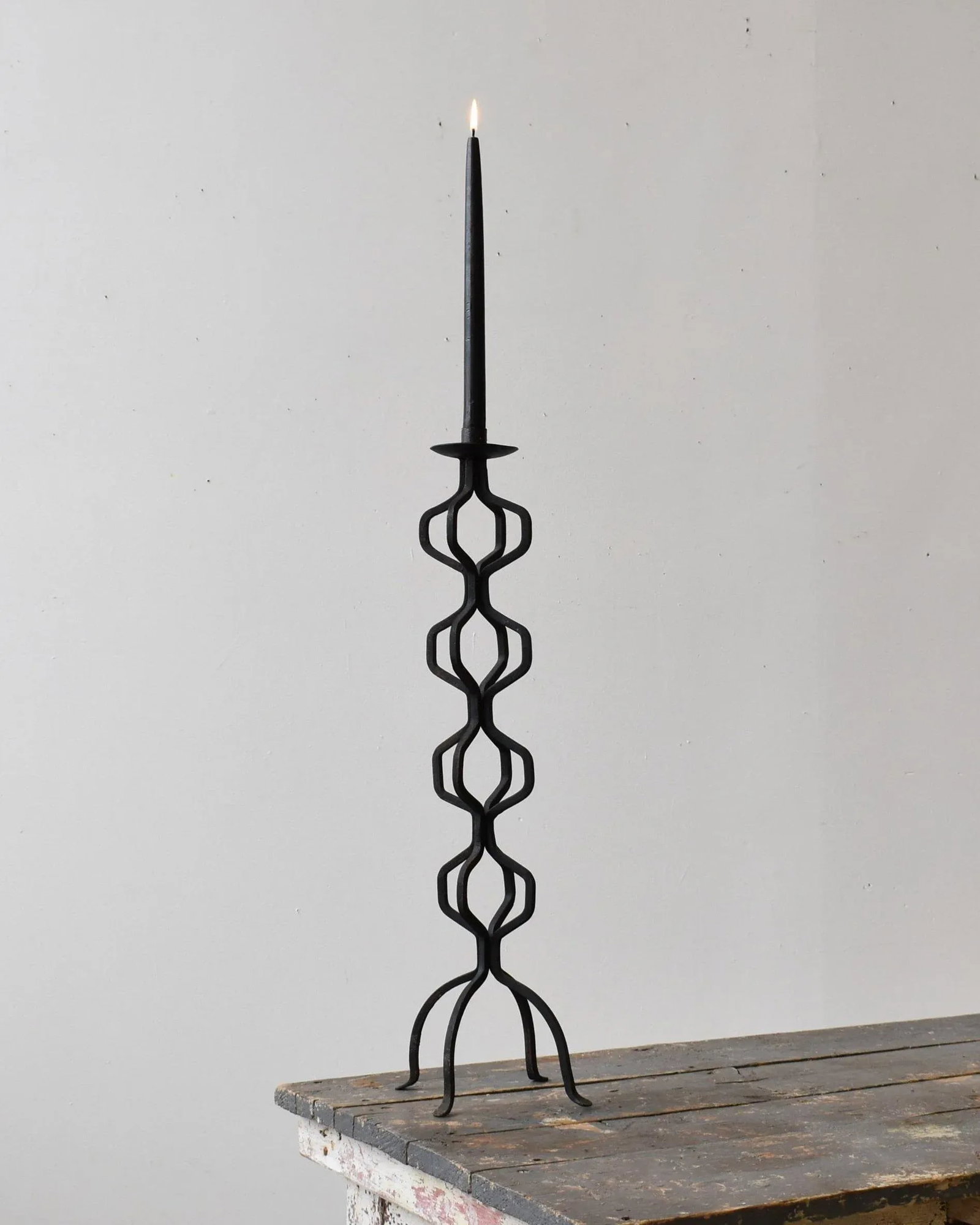 Vintage Wrought Iron Undulating Floor Candelabra, Circa 1970s - 5