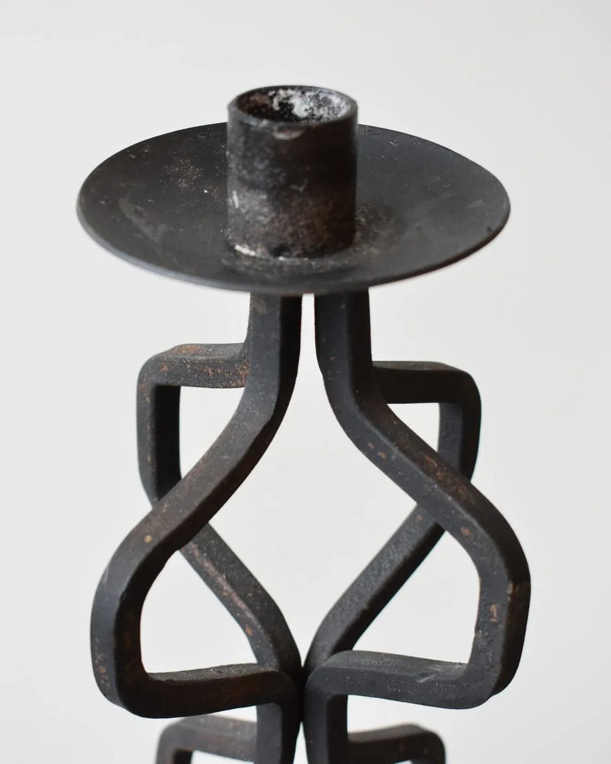 Vintage Wrought Iron Undulating Floor Candelabra, Circa 1970s - 8