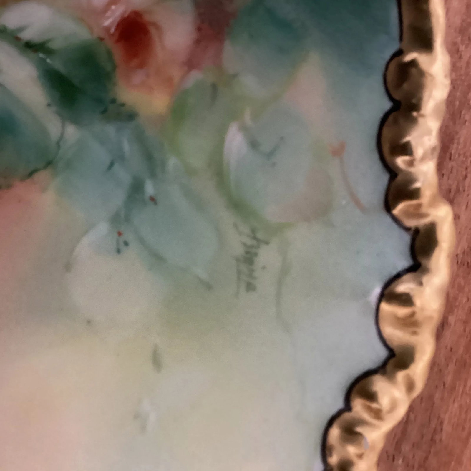 Jpl Limoges Hand Painted Pink Roses & Gold Cake Plate Circa 1900 - 2