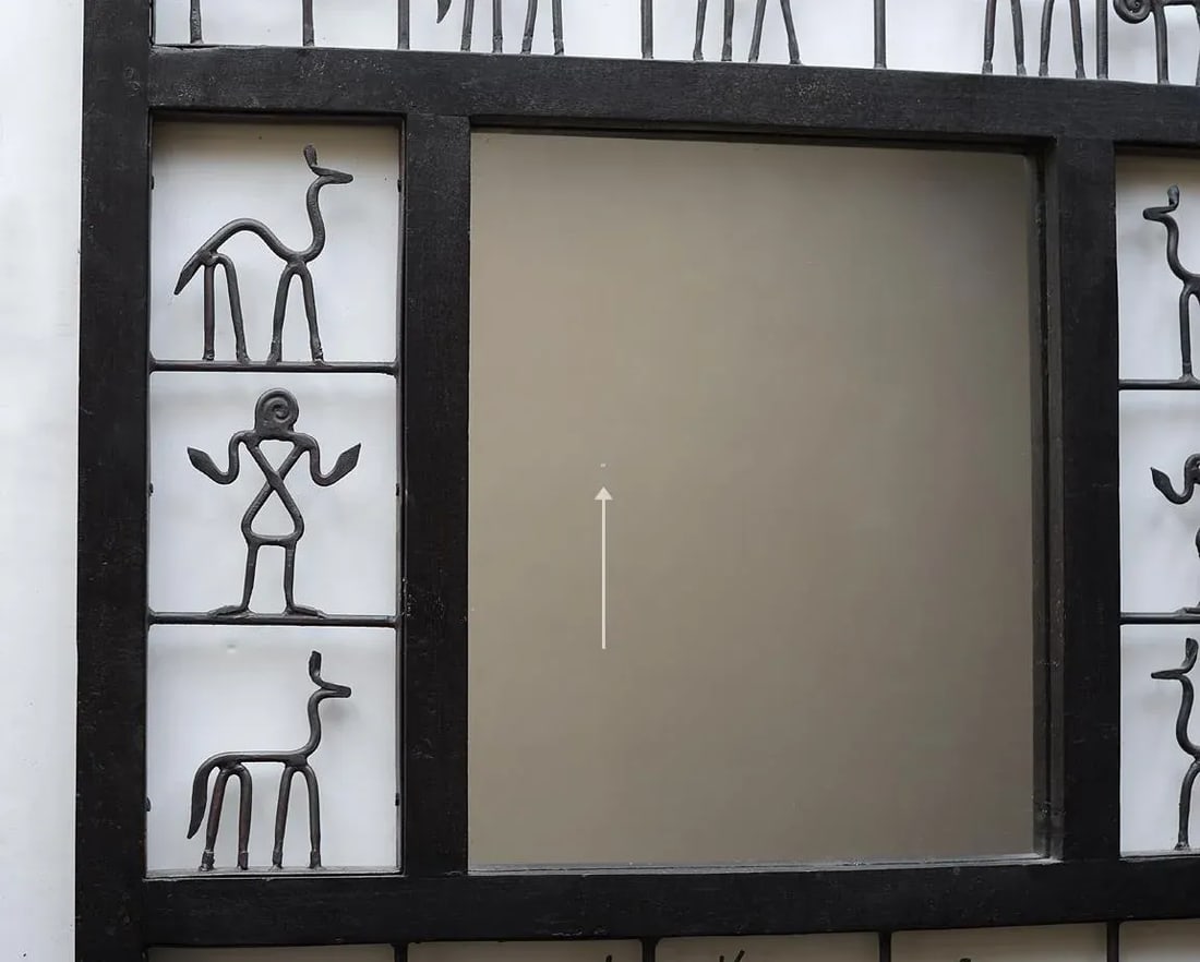 Mid-Century Frederic Weinberg Style Square Mirror With Animal Motifs - 11