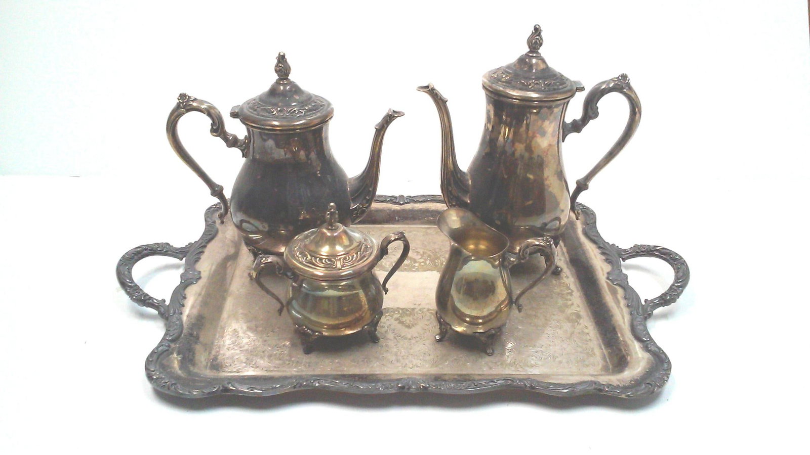 Rogers Silverplate Coffee and Tea Service & Tray - 5 Pieces - 11