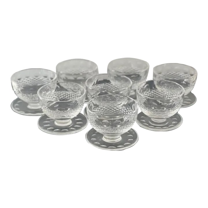 Vintage Waterford Crystal "Collen" Footed Dessert Bowls- Set of 8 (1 of 9)