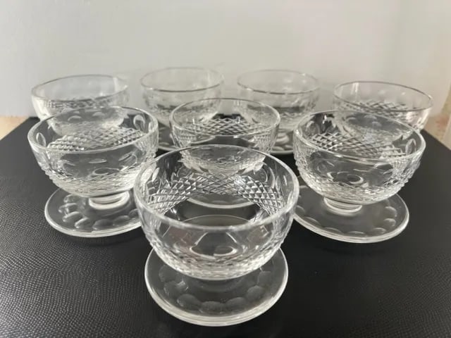 Vintage Waterford Crystal "Collen" Footed Dessert Bowls- Set of 8 - 2