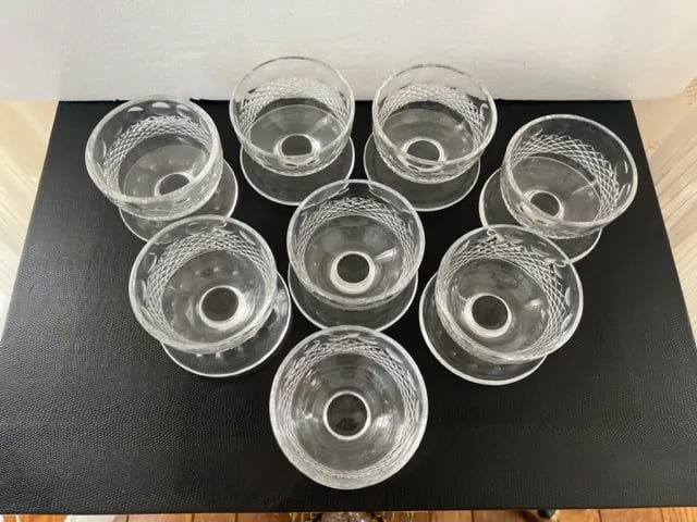 Vintage Waterford Crystal "Collen" Footed Dessert Bowls- Set of 8 - 3