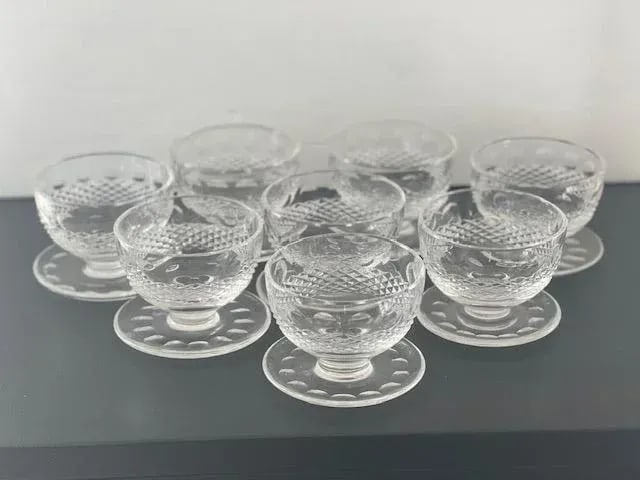 Vintage Waterford Crystal "Collen" Footed Dessert Bowls- Set of 8 - 9