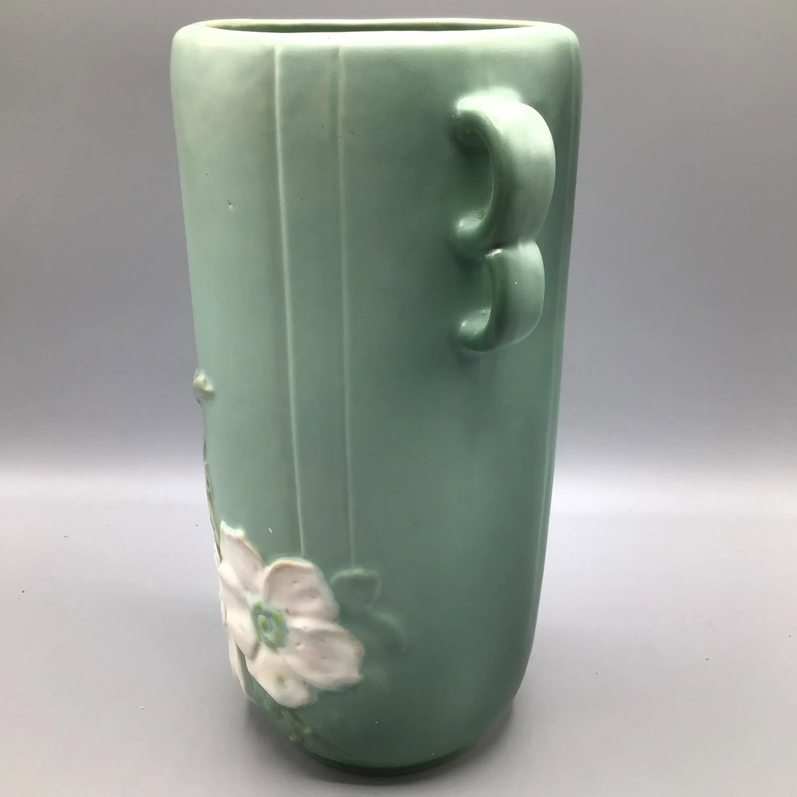 Weller Pottery Wild Rose Double Loop Handled Vase - 3