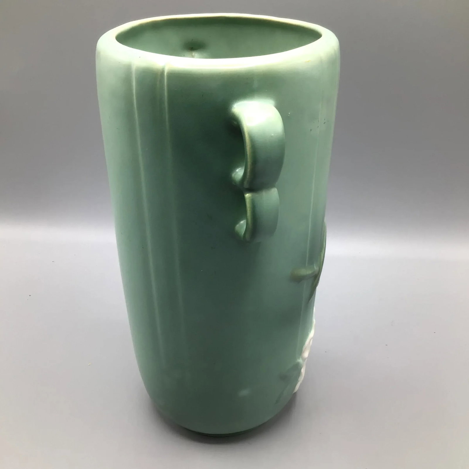 Weller Pottery Wild Rose Double Loop Handled Vase - 6