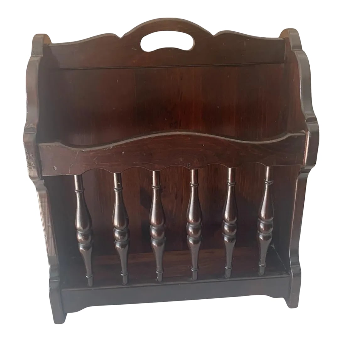Late 20th Century Ethan Allen American Style Spindle Wood Magazine Rack Stand Holder (1 of 8)