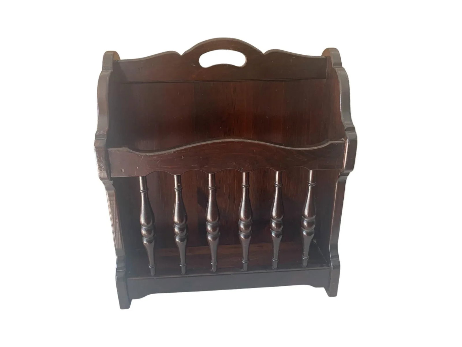Late 20th Century Ethan Allen American Style Spindle Wood Magazine Rack Stand Holder - 4