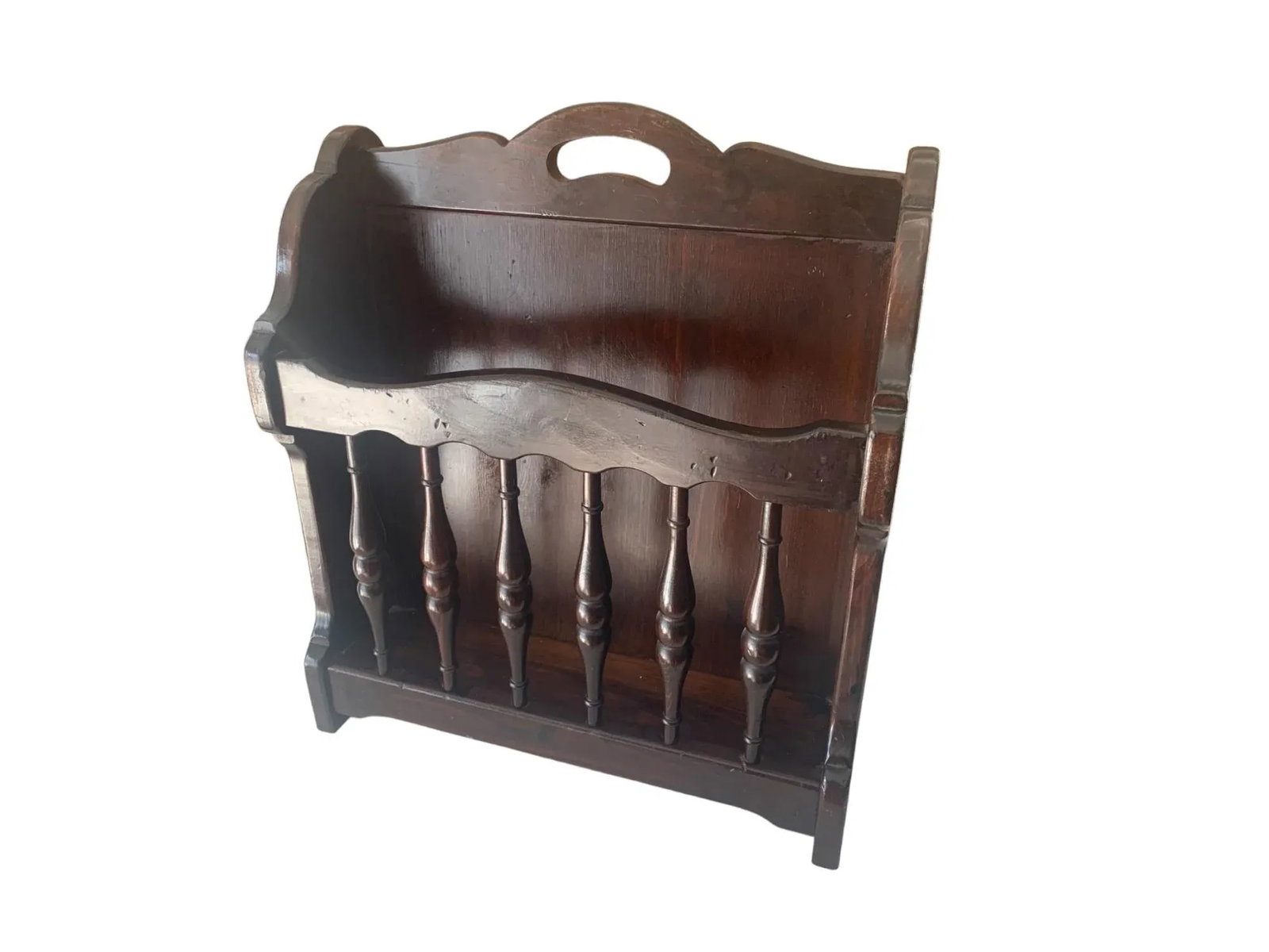 Late 20th Century Ethan Allen American Style Spindle Wood Magazine Rack Stand Holder - 6