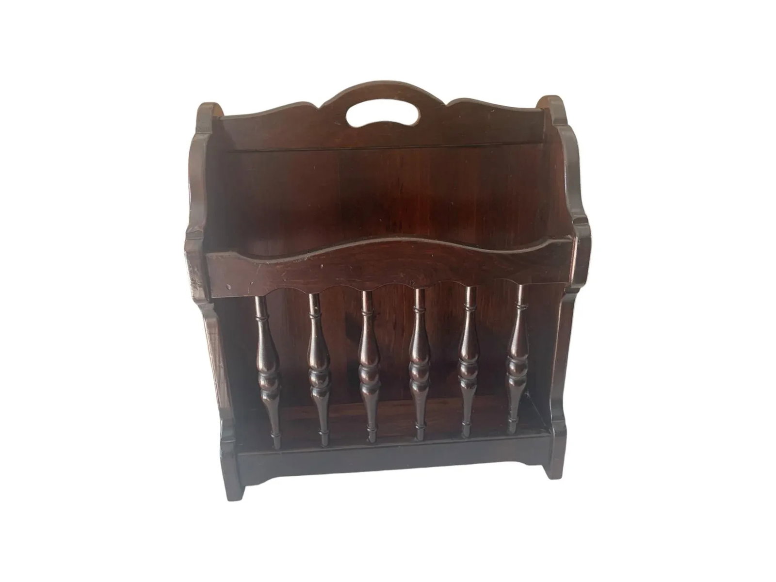 Late 20th Century Ethan Allen American Style Spindle Wood Magazine Rack Stand Holder - 8