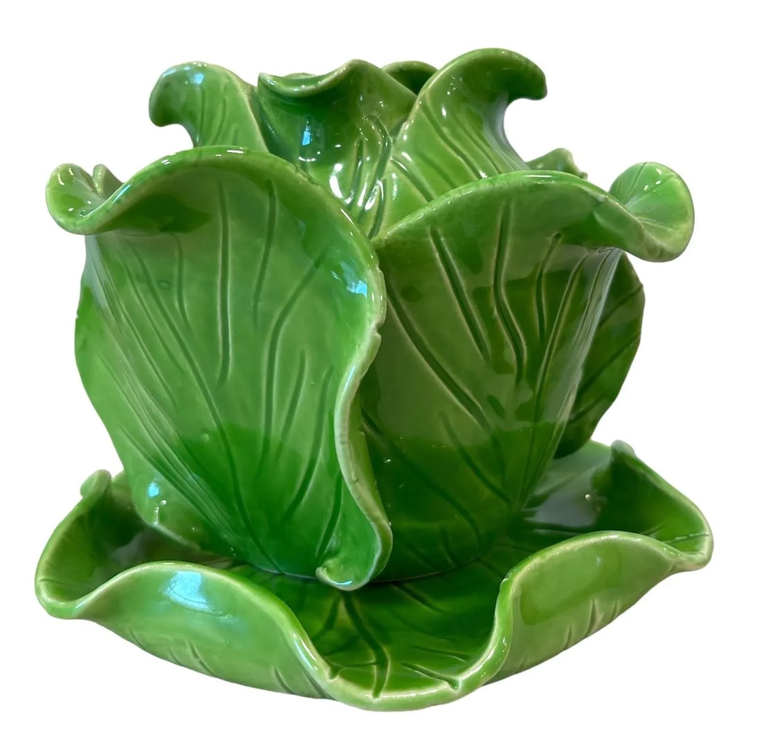 Vintage Jean Rogers Signed Cabbage Bowl With Underplate - 2