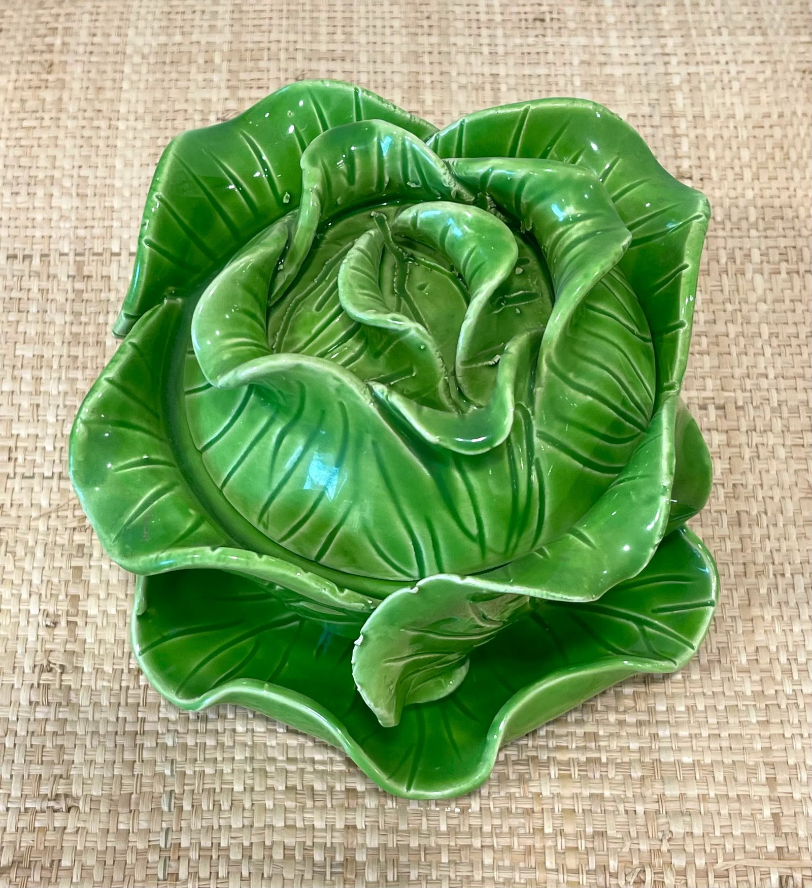 Vintage Jean Rogers Signed Cabbage Bowl With Underplate - 7