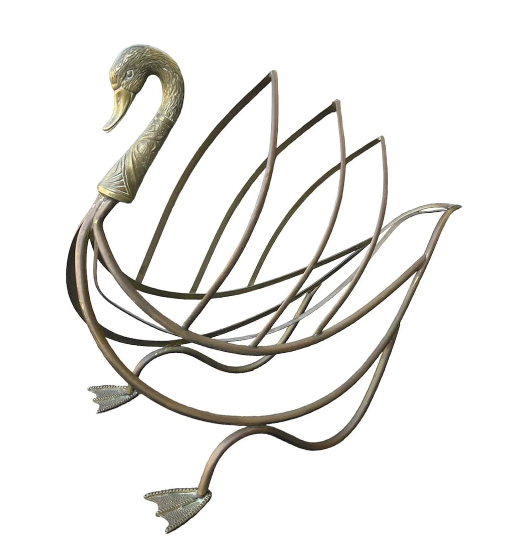 Maison Jansen Brass Swan Magazine Holder - 10