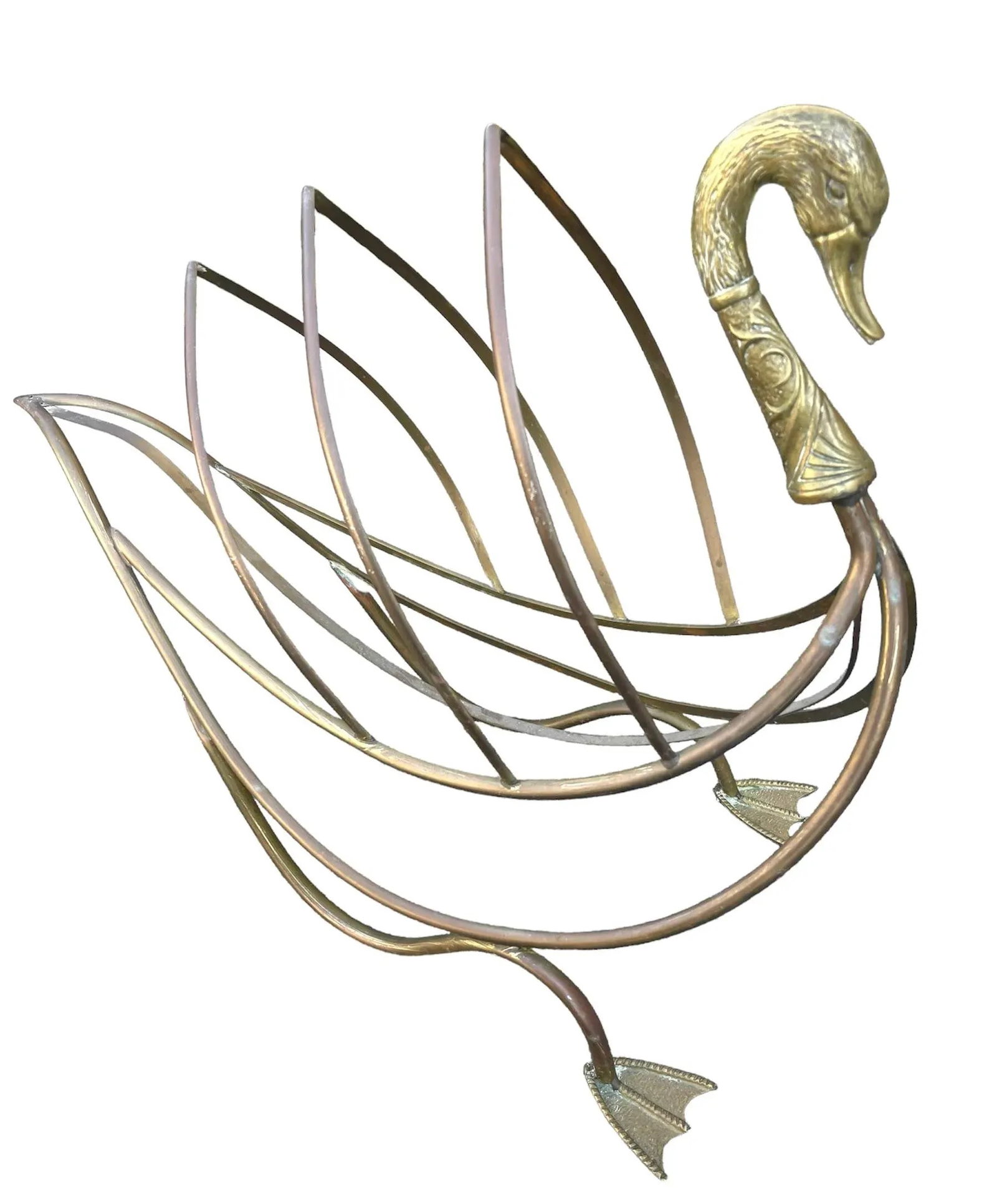 Maison Jansen Brass Swan Magazine Holder - 2
