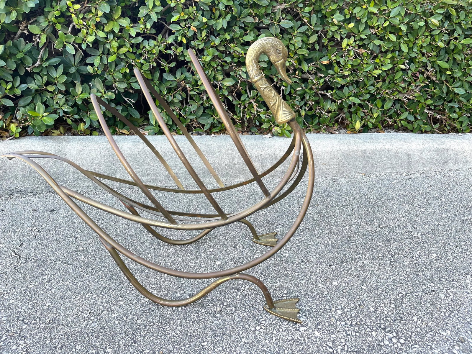 Maison Jansen Brass Swan Magazine Holder - 4