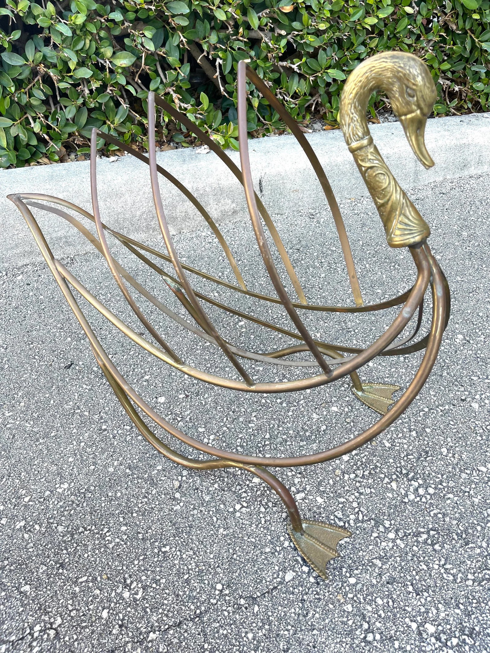 Maison Jansen Brass Swan Magazine Holder - 5